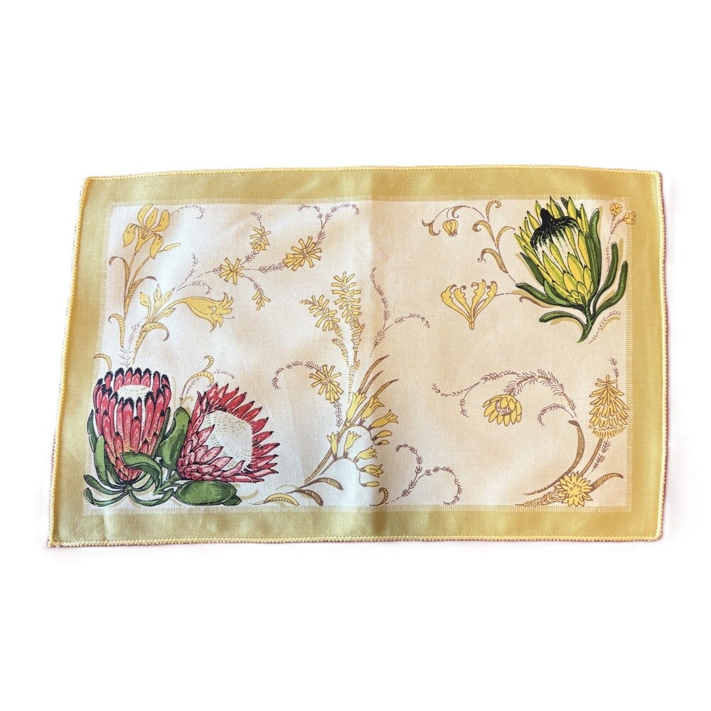 6 Vintage MCM Placemats Yellow with African Flowers